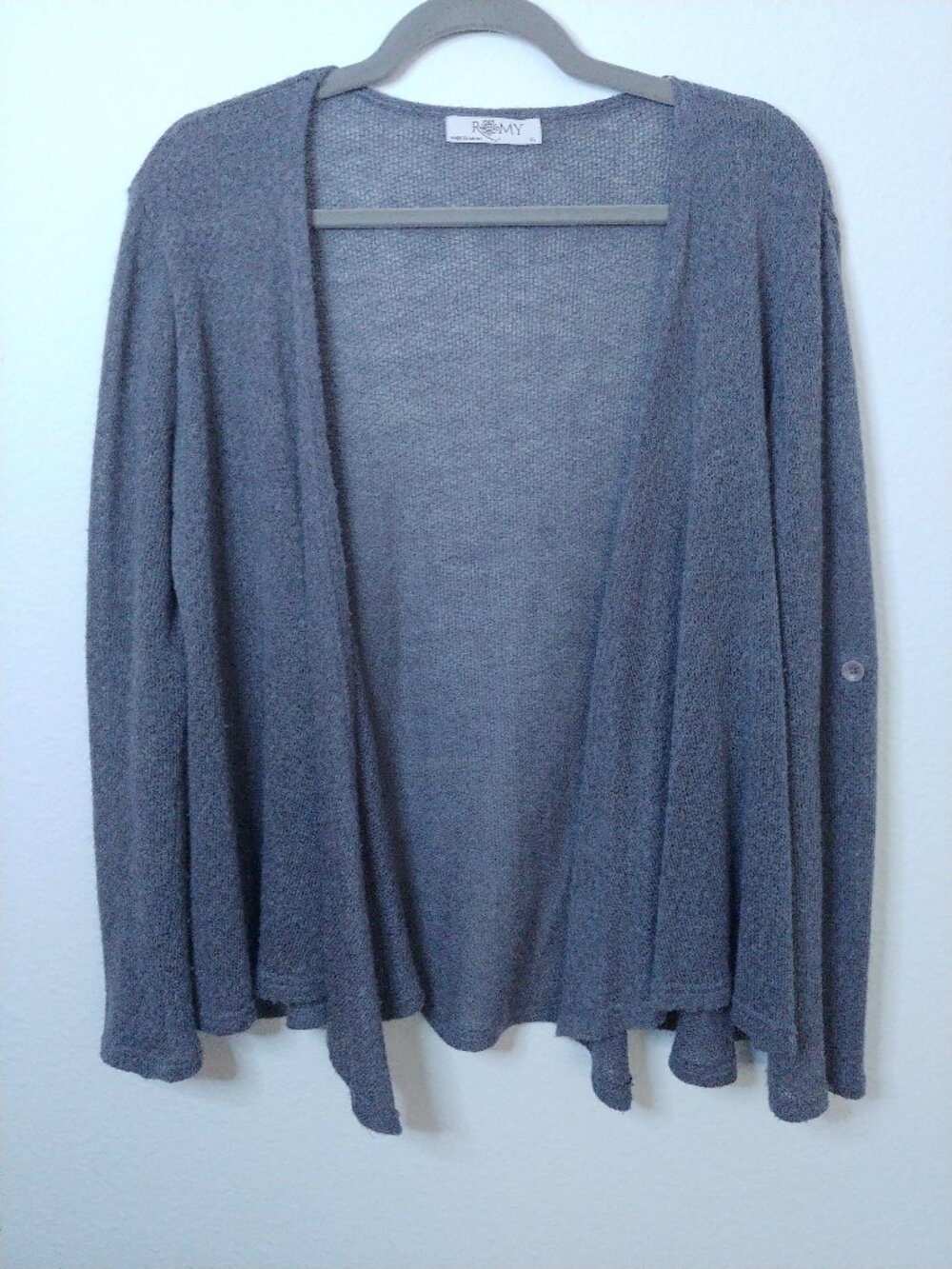 Romy Gray Open Front Cardigan